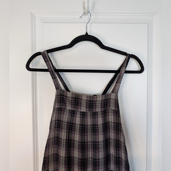 Natural Life Dakota Tie Plaid Wide Leg Gauzy Overalls in Grey Plaid Size Small - Picture 3 of 11